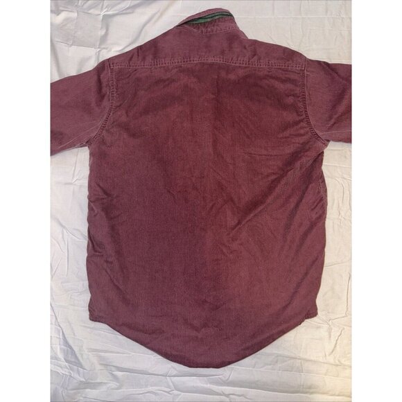 LL Bean Flannel Lined Button Up Shirt Men's Large L Long Sleeve Pocket Maroon - Picture 7 of 7